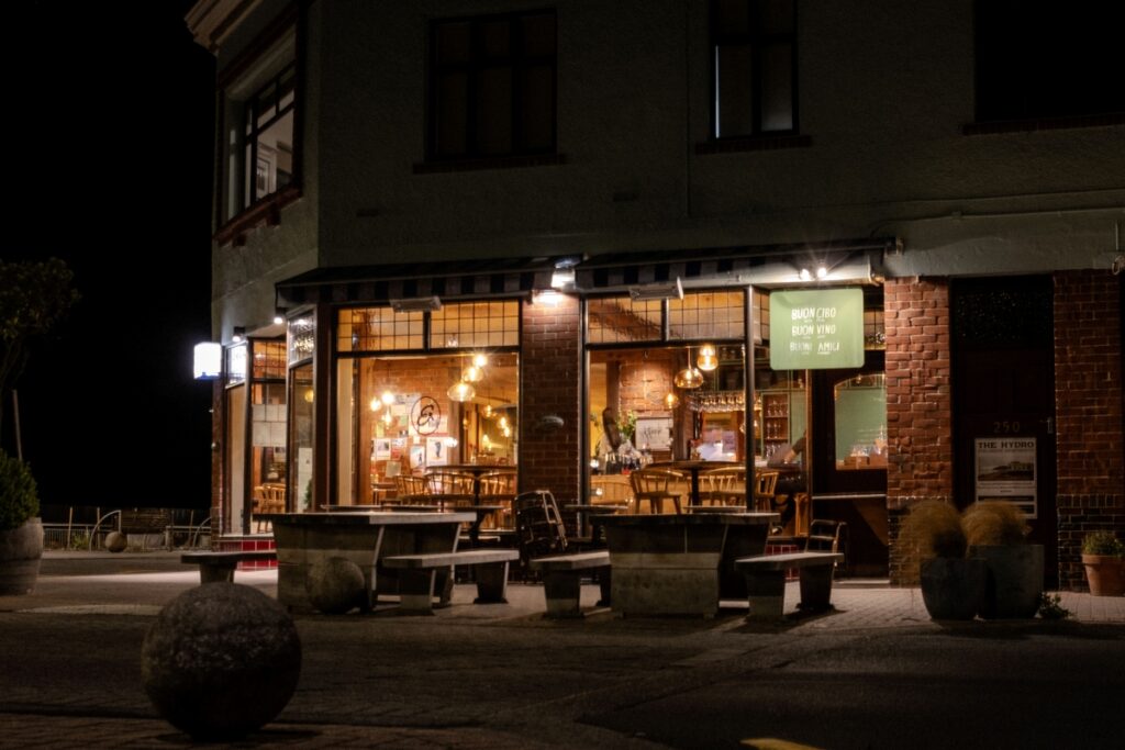 The Esplanade Restaurant at night, St Clair, Dunedin